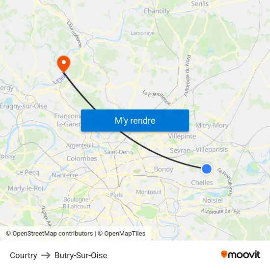 Courtry to Butry-Sur-Oise map