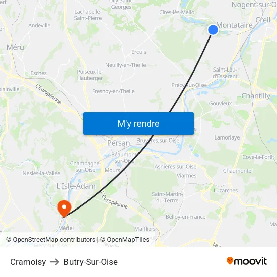 Cramoisy to Butry-Sur-Oise map