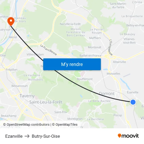 Ezanville to Butry-Sur-Oise map