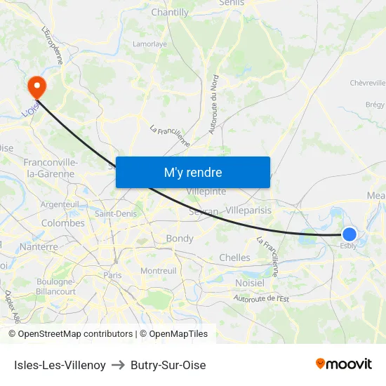 Isles-Les-Villenoy to Butry-Sur-Oise map
