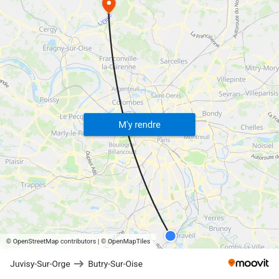 Juvisy-Sur-Orge to Butry-Sur-Oise map