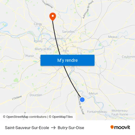 Saint-Sauveur-Sur-Ecole to Butry-Sur-Oise map