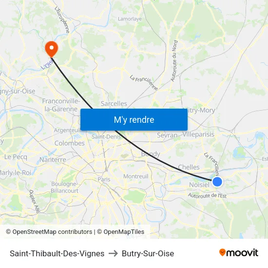 Saint-Thibault-Des-Vignes to Butry-Sur-Oise map