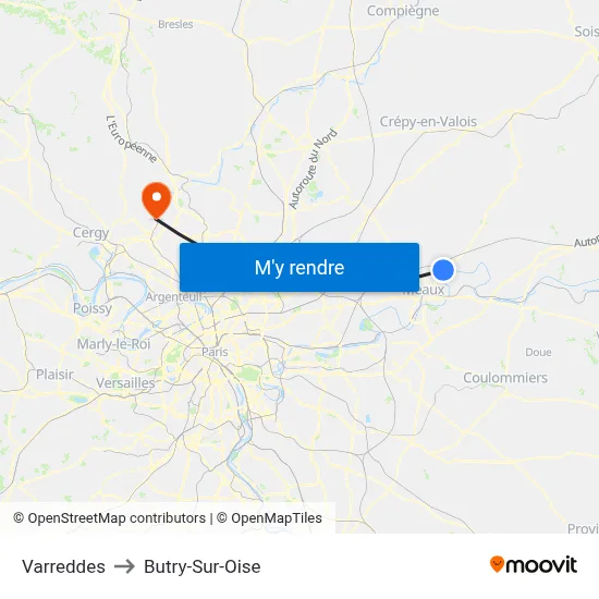 Varreddes to Butry-Sur-Oise map