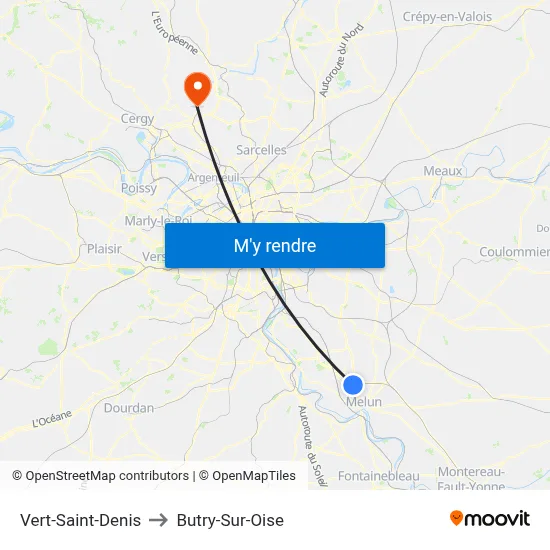 Vert-Saint-Denis to Butry-Sur-Oise map