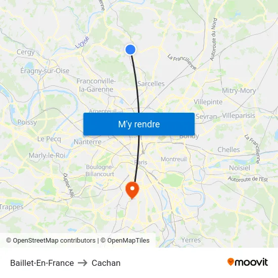 Baillet-En-France to Cachan map