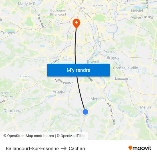 Ballancourt-Sur-Essonne to Cachan map