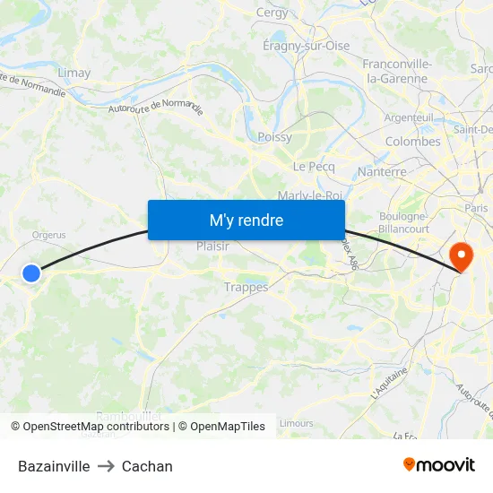 Bazainville to Cachan map
