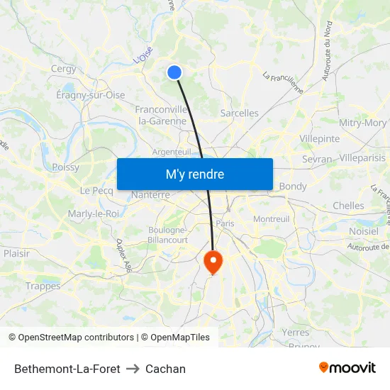 Bethemont-La-Foret to Cachan map
