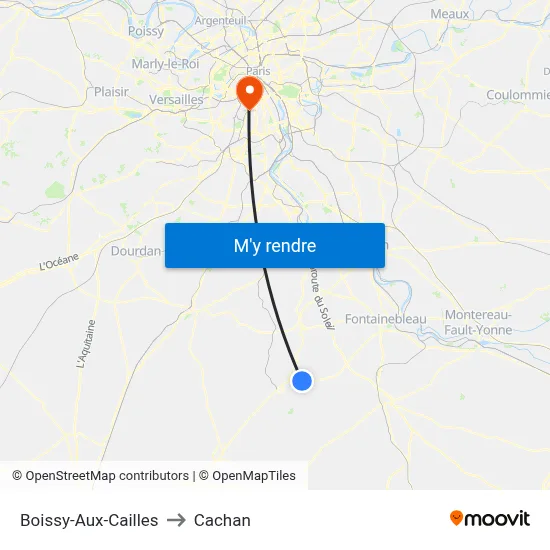 Boissy-Aux-Cailles to Cachan map