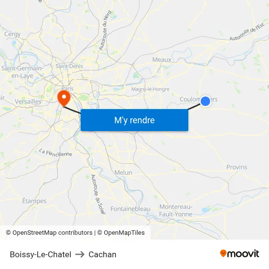 Boissy-Le-Chatel to Cachan map