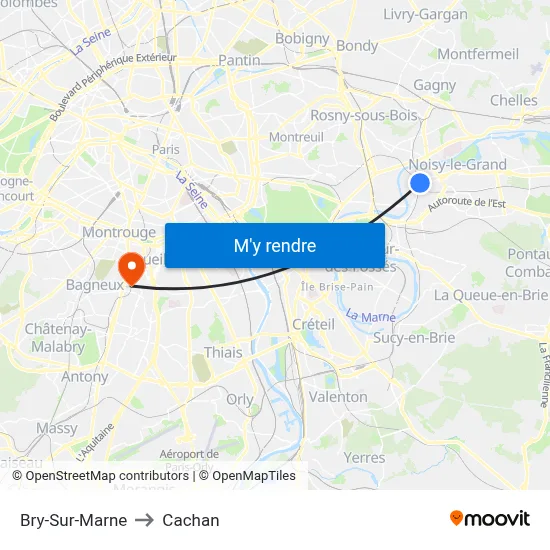 Bry-Sur-Marne to Cachan map