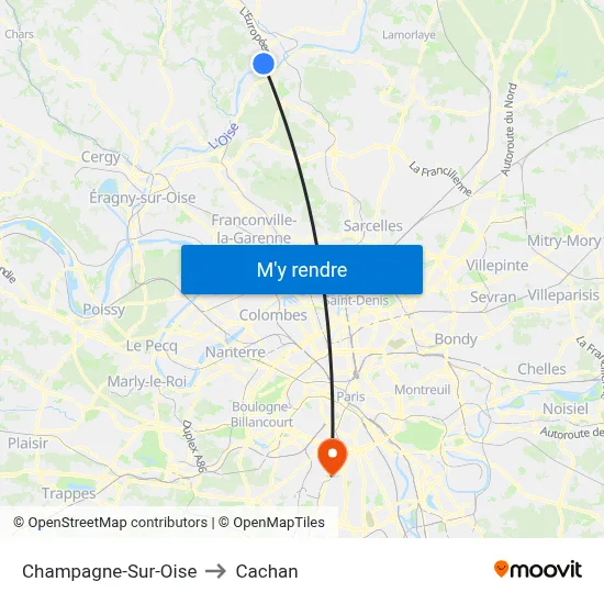 Champagne-Sur-Oise to Cachan map