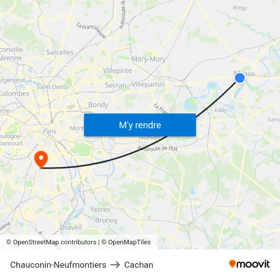 Chauconin-Neufmontiers to Cachan map
