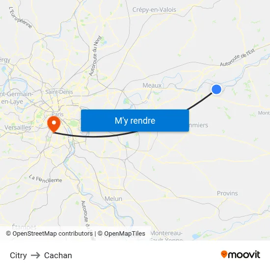 Citry to Cachan map