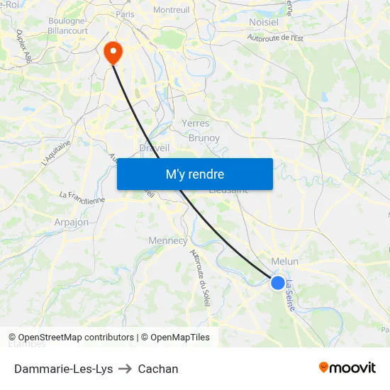 Dammarie-Les-Lys to Cachan map