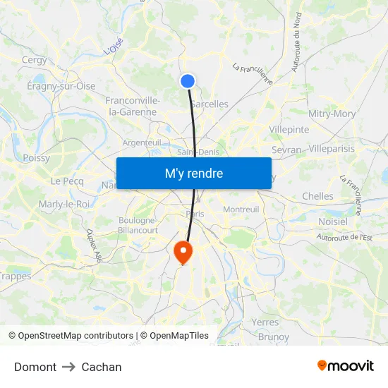 Domont to Cachan map