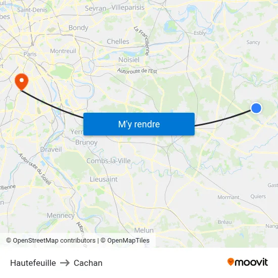 Hautefeuille to Cachan map