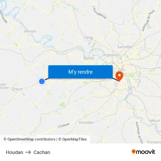 Houdan to Cachan map