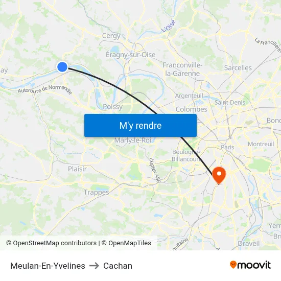Meulan-En-Yvelines to Cachan map