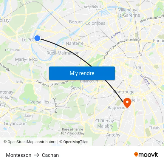 Montesson to Cachan map