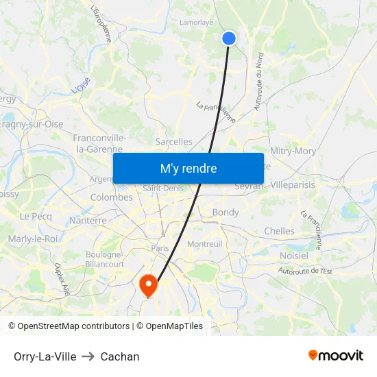 Orry-La-Ville to Cachan map