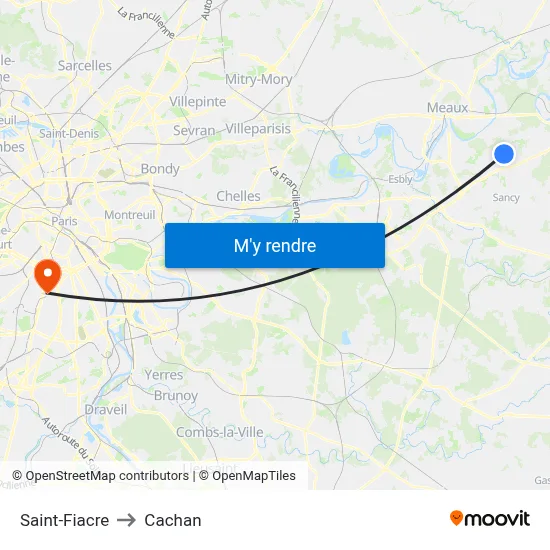 Saint-Fiacre to Cachan map