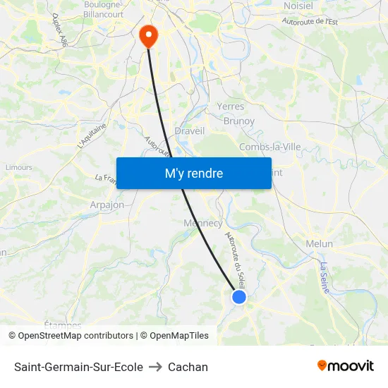 Saint-Germain-Sur-Ecole to Cachan map