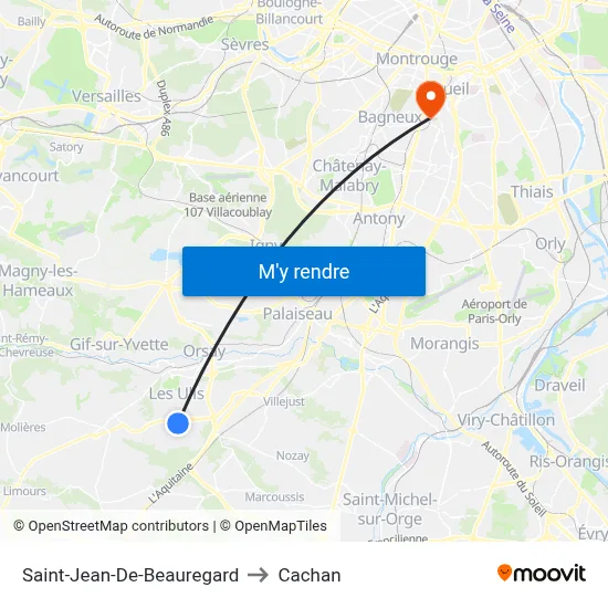 Saint-Jean-De-Beauregard to Cachan map