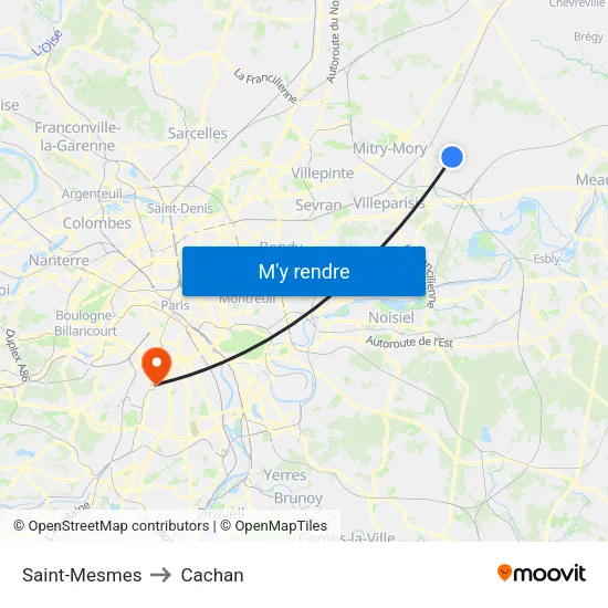 Saint-Mesmes to Cachan map