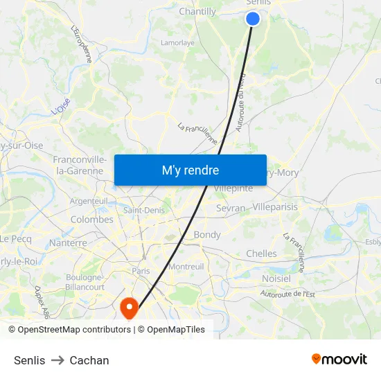 Senlis to Cachan map