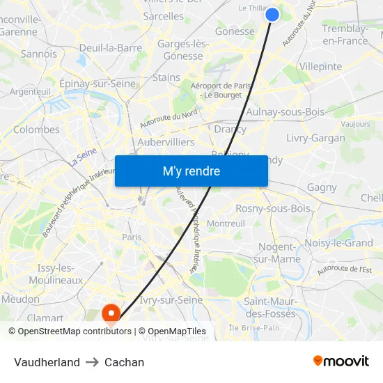 Vaudherland to Cachan map