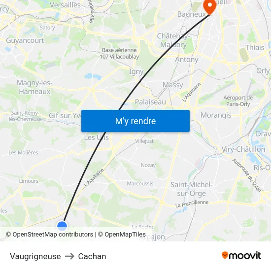Vaugrigneuse to Cachan map