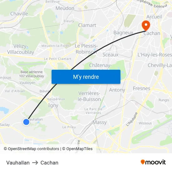 Vauhallan to Cachan map