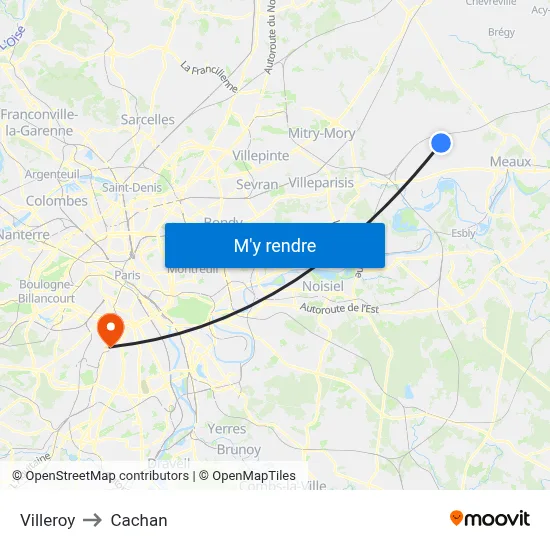 Villeroy to Cachan map