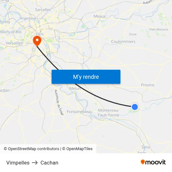 Vimpelles to Cachan map