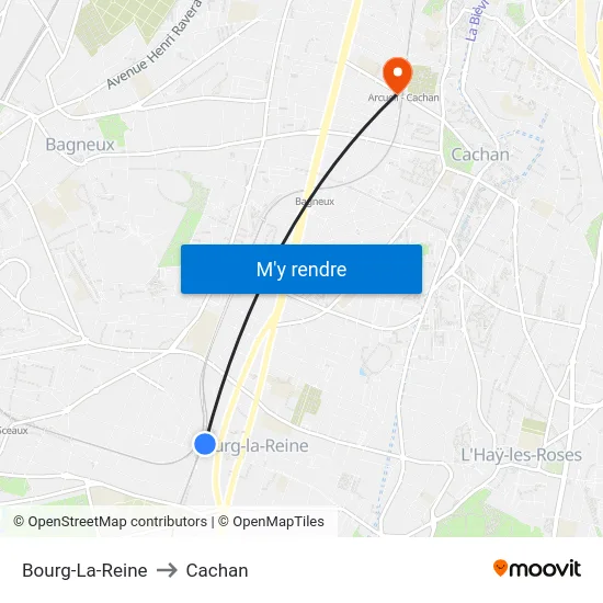 Bourg-La-Reine to Cachan map