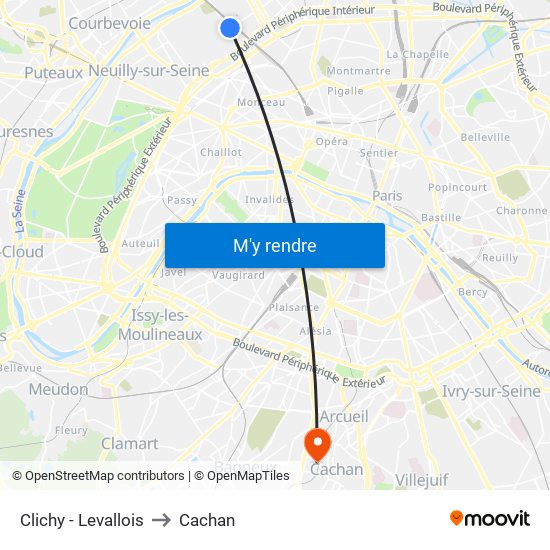 Clichy - Levallois to Cachan map