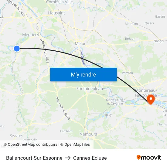 Ballancourt-Sur-Essonne to Cannes-Ecluse map