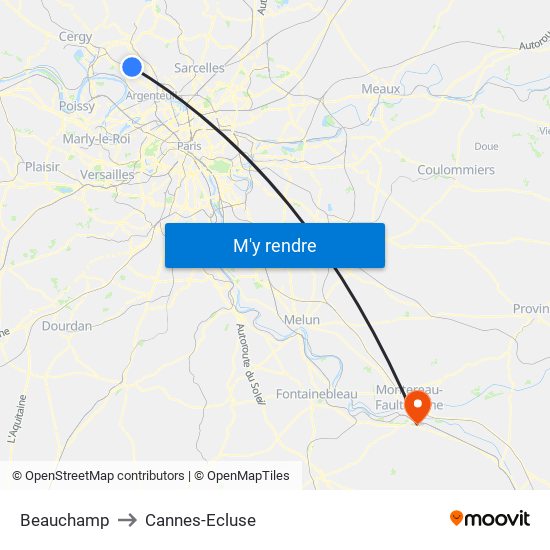 Beauchamp to Cannes-Ecluse map