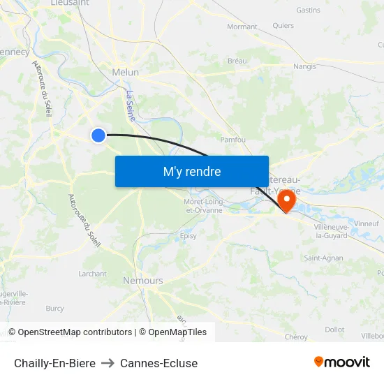 Chailly-En-Biere to Cannes-Ecluse map