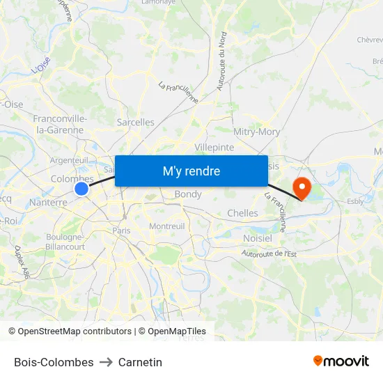 Bois-Colombes to Carnetin map