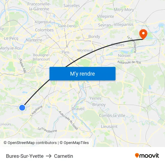 Bures-Sur-Yvette to Carnetin map