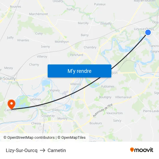 Lizy-Sur-Ourcq to Carnetin map