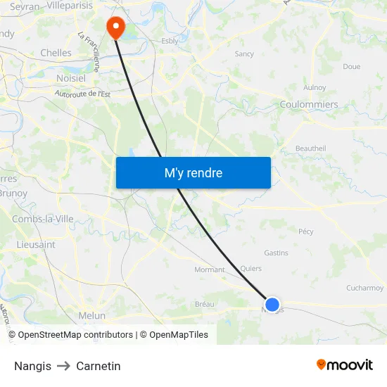 Nangis to Carnetin map