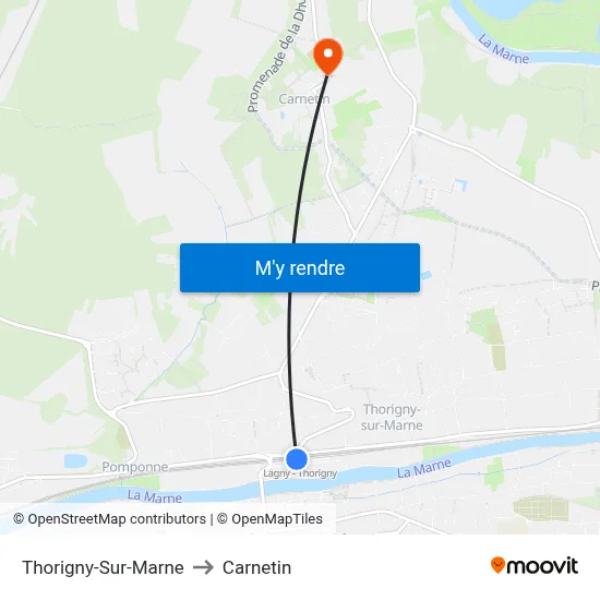 Thorigny-Sur-Marne to Carnetin map