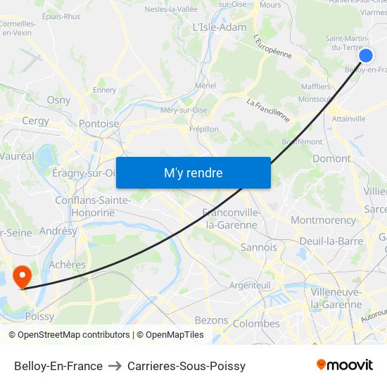 Belloy-En-France to Carrieres-Sous-Poissy map