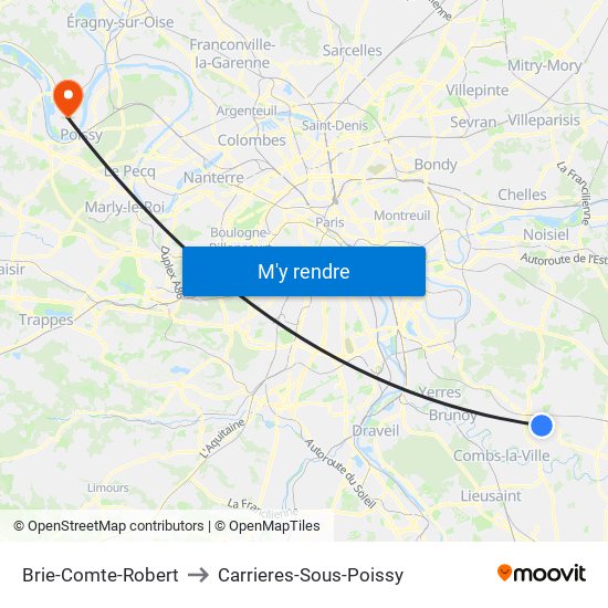 Brie-Comte-Robert to Carrieres-Sous-Poissy map