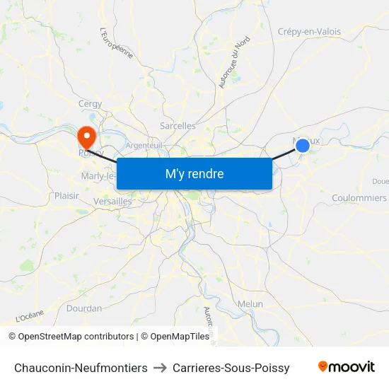 Chauconin-Neufmontiers to Carrieres-Sous-Poissy map