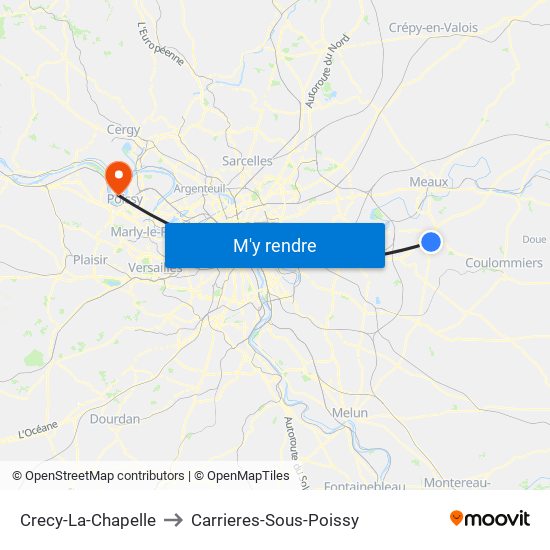 Crecy-La-Chapelle to Carrieres-Sous-Poissy map